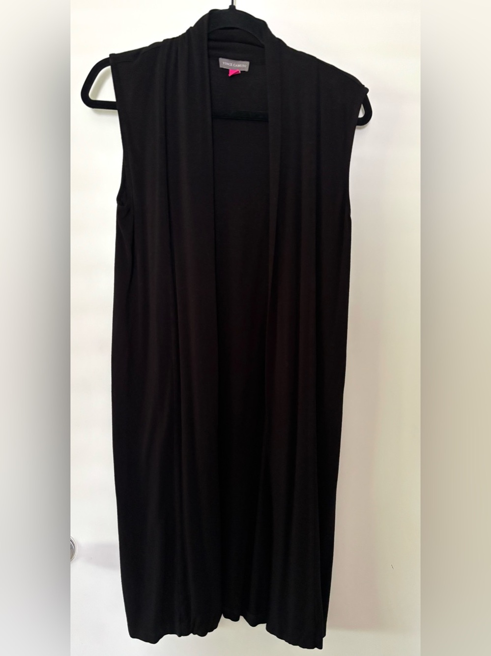 Long Black Sleeveless Duster Cardigan